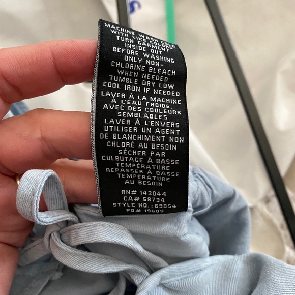 Madewell Blue Chambray Cotton Bow Tie Back Ruffle Short Sleeve Shift Dress Sz L - Picture 6 of 7